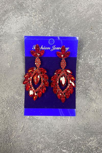 Hayalperest boncuk Shuttle Duru Leaf Patterned Stoned Evening Dress Earrings