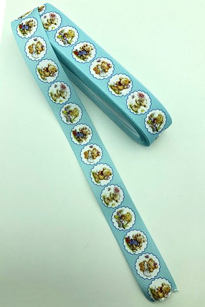 Hayalperest boncuk Τυπωμένη κορδέλα Grosgrain με φιγούρα αρκουδάκι 10 Mt