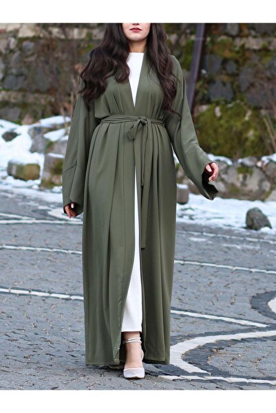 MELEK ARAZ Khaki Sleeve Stone Ala Abaya