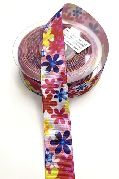 Hayalperest boncuk Κορδέλα Grosgrain 1 Mt 2,5 cm - Μοτίβο λουλουδιών