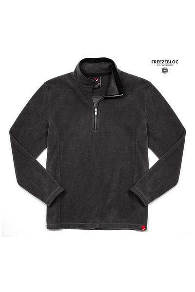 Cottonland Ανδρικό MANOS Semi-Fit Cut Half Zipper Εσώρουχο μεσαίου πάχους Fleece Top ΣΚΟΥΡΟ ΓΚΡΙ