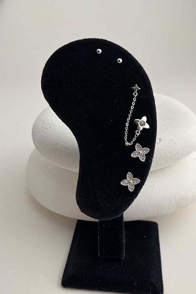 Modex Clover Figured Triple Earrings Set