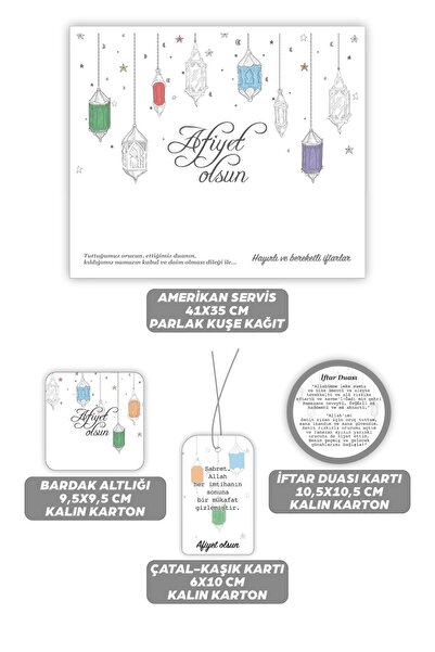 İstisna 12 Adet Gümüş Ramazan İftar Sofrası Amerikan Servis İftar Duası Barda...
