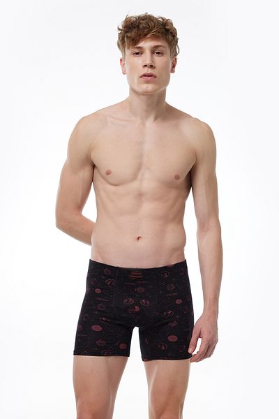 Malabadi Ανδρικά Premium Collection 6 Pack Μαύρο Modal Long Boxer με σχέδια - 6M250