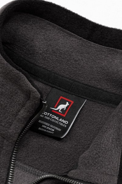 Cottonland Erkek MANOS Yarı-Fit Kesim Yarım Fermuarlı Orta Kalınlık İçlik Polar Üst KOYU GRİ