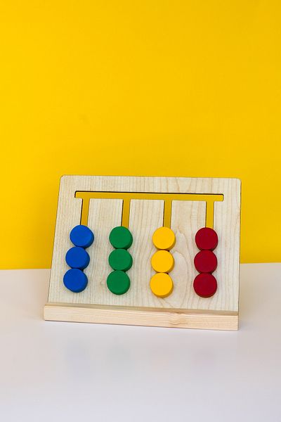 Store Card Sorting Game with Wooden Colorful Stamps -Educational Montessori Toy