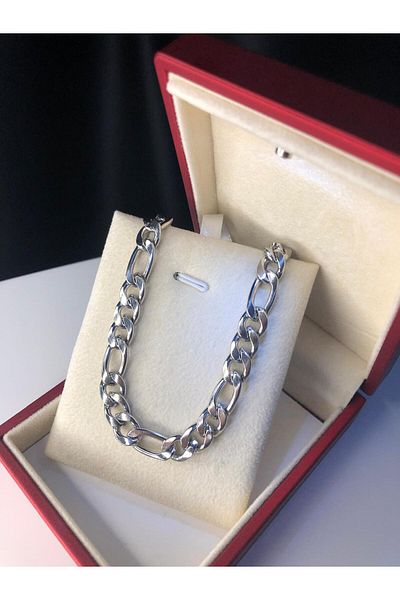 vogutima Men's Steel Necklace with 7.5 mm Figaro Chain - in Light Box • Gift for Lover • Wife