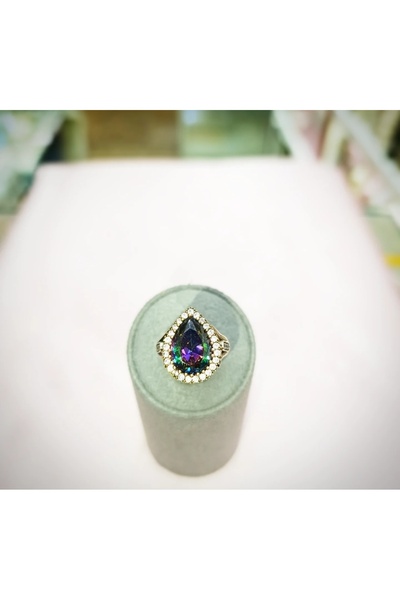 Oriental Kuyumculuk Jewellery Hürrem Sultan yüzüğü Mistik Topaz taşlı damla g...