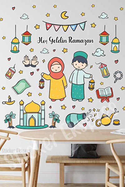 Sticker Ekspres Çocukların Ramazan Karşılaması Duvar Cam Kapı Sticker Ramazan...