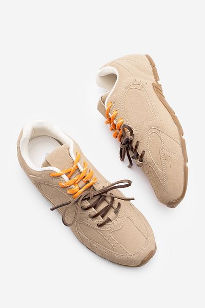 Marjin Damen-Sneaker aus Kamel-Wildleder – Sportschuhe mit doppelter Schnürung