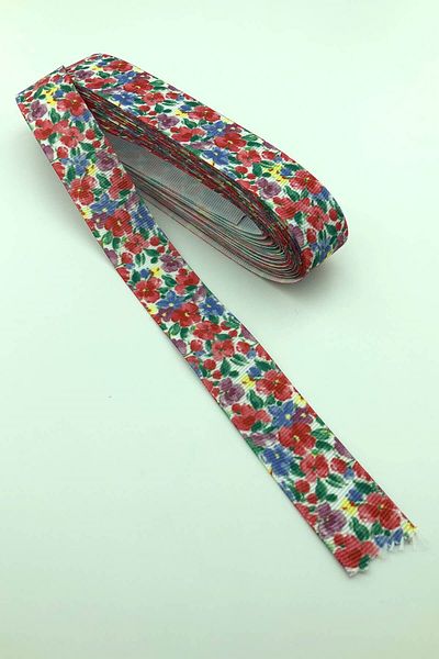 Hayalperest boncuk Μπλε-ροζ Μοτίβο λουλουδιών Grosgrain Κορδέλα 10 Mt