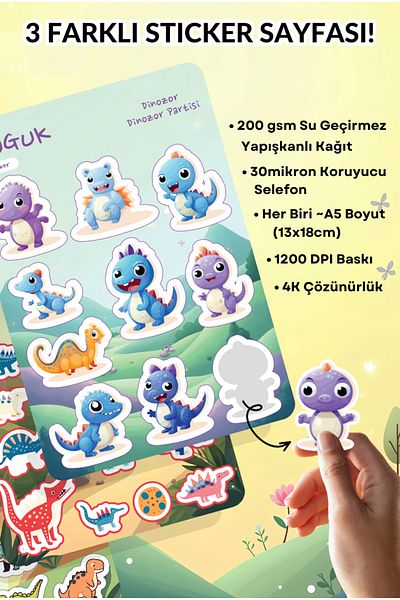 GUGUK Dinosaur Festival Sticker Leaves Set