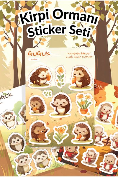 GUGUK Hedgehog Forest Sticker Leaves Set