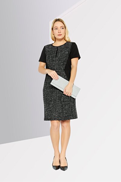 Karl Lagerfeld Women Short Sleeve Textured Mini Dress, Black