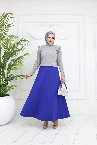 ALLMİRA FASHION Saks Puff Scuba Hijab Flared Skirt