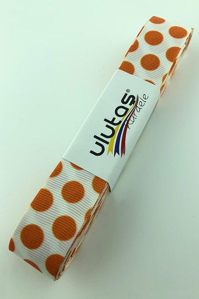 Hayalperest boncuk 10 Mt Orange Large Polka Dot Grosgrain Ribbon