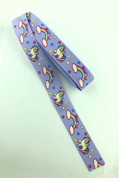 Hayalperest boncuk Lilac Sky Rainbow Unicorn Τυπωμένη κορδέλα Grosgrain 10 Mt