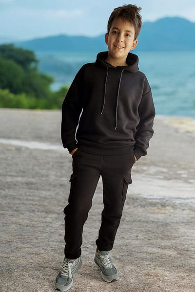 LEON CLUB Unisex παιδικό σετ μαύρης φόρμας