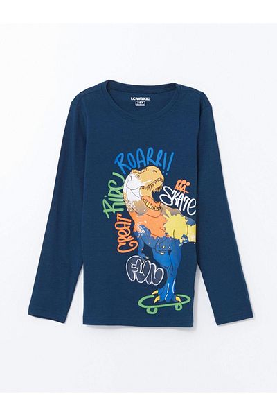 LC Waikiki Lcw Kids Crew Neck Dinosaur Printed Boys' Pajamas Set
