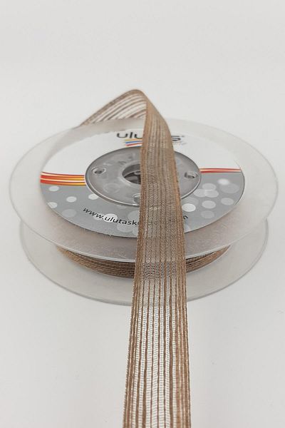 Hayalperest boncuk Light Brown Linen Effect Ribbon 1.5 Cm 10 Mt