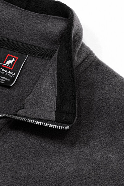 Cottonland Erkek MANOS Yarı-Fit Kesim Yarım Fermuarlı Orta Kalınlık İçlik Polar Üst KOYU GRİ