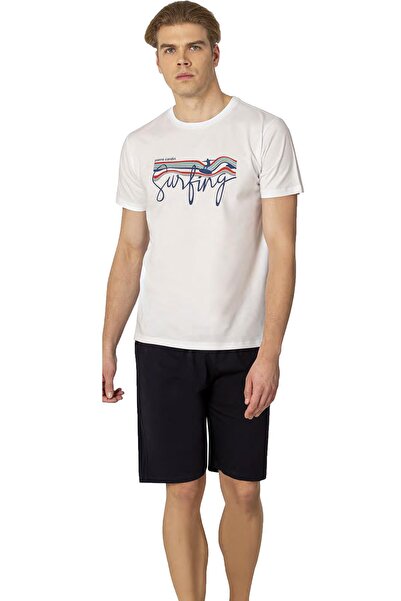 Pierre Cardin طقم شورت تي شيرت قصير برقبة دائرية من القطن بنسبة 100%