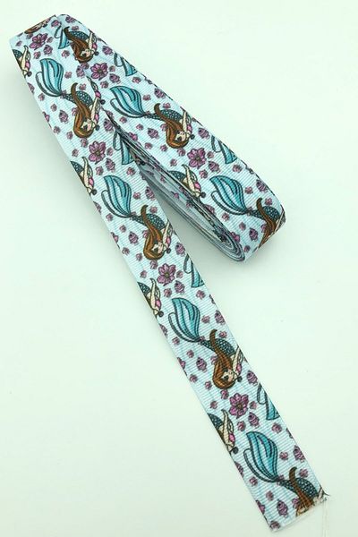 Hayalperest boncuk Μπλε Γοργόνα με στάμπα Grosgrain Κορδέλα 10 Mt