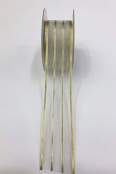 Hayalperest boncuk Χρυσή Διαφανής Κορδέλα Organza Glitter Κορδέλα 4εκ