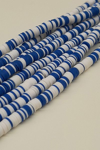 Hayalperest boncuk Μπλε Λευκές Χάντρες Ζύμης Fimo 6mm