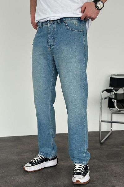 MADZEYMODA Ανδρικό φαρδύ τζιν παντελόνι με σκισίματα με λεπτομέρειες KE-706