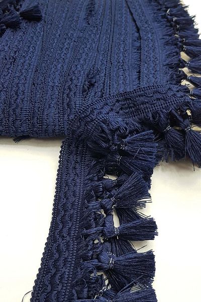 Hayalperest boncuk 7cm Dark Blue Knotted Fringe with Tassels (1 Mt)