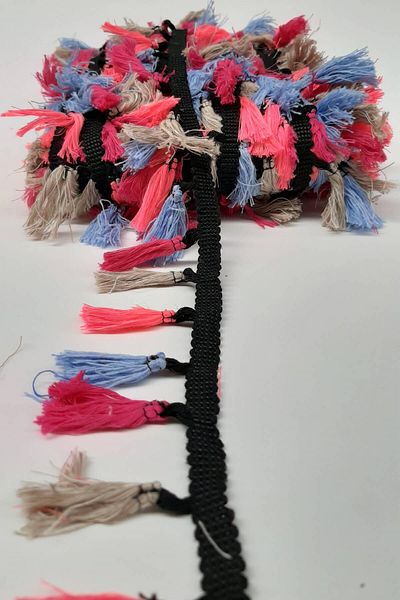 Hayalperest boncuk Pink Blue Gray Cotton Fringe Tassel