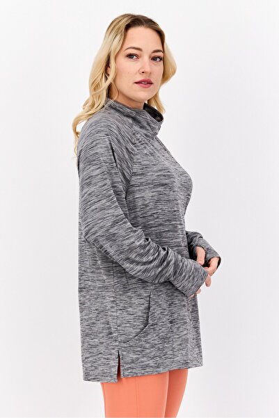 Nine West Women Sportswear Fit Heather Long Sleeves Outdoors Sweatshirt, Grey