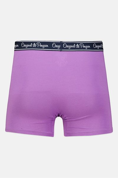 Original Penguin مجموعة من 3 سراويل بوكسر مطبوعة للرجال، أزرق داكن/أرجواني/أزرق
