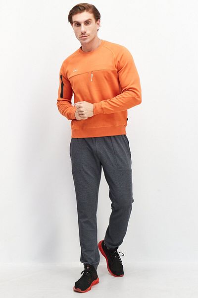 Le tigre Men Crew Neck Long Sleeve Brand Logo Sweatshirt, Orange
