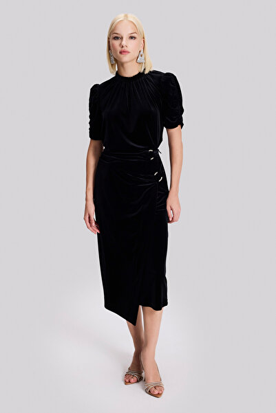 Naramaxx Aksesuar Detaylı Midi Boy Kadife Etek