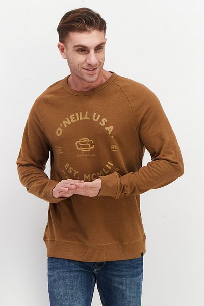 O'Neill Men Round Neck Graphic Print Long Sleeves Sweatshirt, Brown