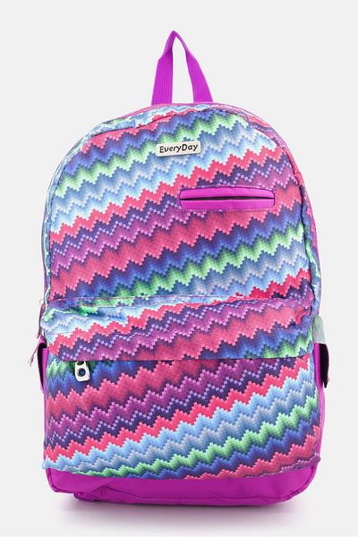 EveryDay Kids Girl Allover Printed Backpack Bag 45 H x 32 L x 12 W cm, Purple Combo