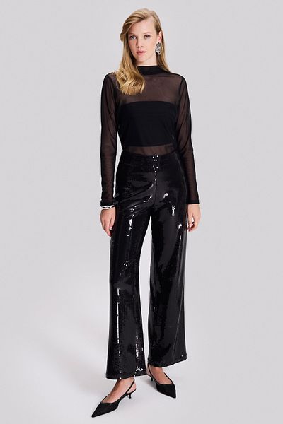 Naramaxx Wide Leg Sequin Trousers
