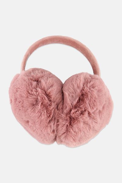 Laundry by Shelli Segal Women Over Sized Solid Faux Fur Earmuff, Mauve