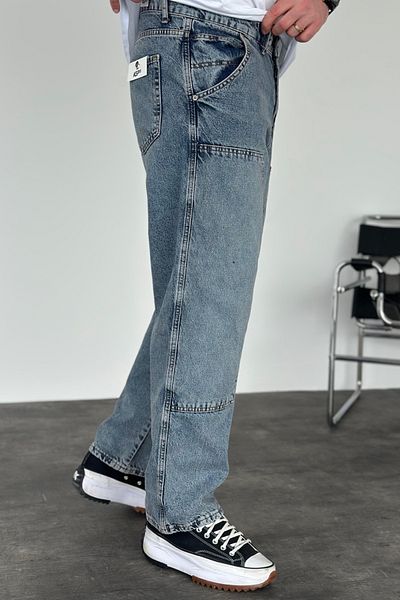 MADZEYMODA Ανδρικό φαρδύ παντελόνι New Season Σκούρο Μπλε Τζιν KE-691