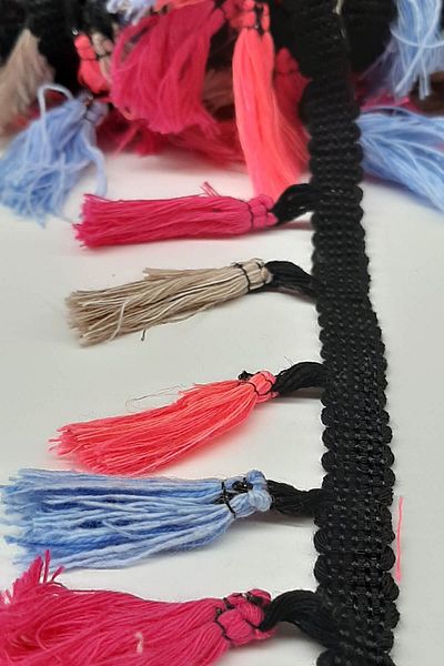 Hayalperest boncuk Pink Blue Gray Cotton Fringe Tassel