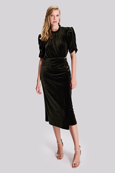 Naramaxx Aksesuar Detaylı Midi Boy Kadife Etek