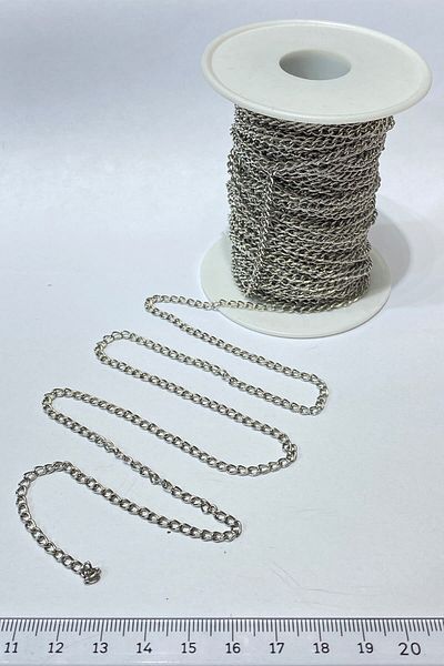 Hayalperest boncuk Silver Color Flat Metal Necklace Chain 25 m