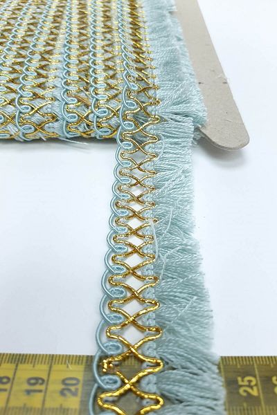 Hayalperest boncuk 3 cm Wide Light Blue Braided Fringe Strip with Tassels