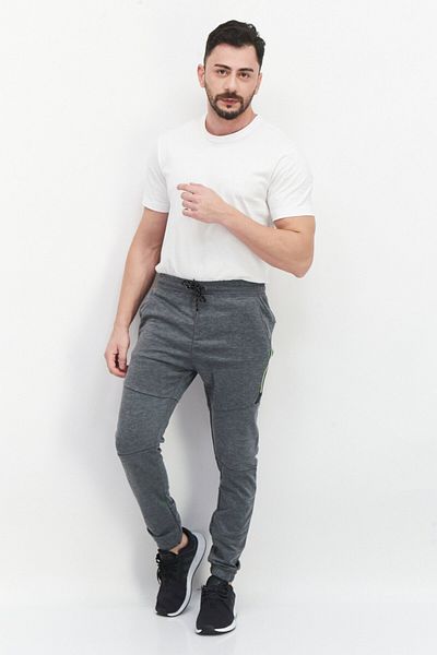 Burnside Men Drawstring Plain Sweatpants, Grey