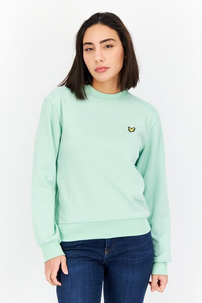 Lyle & Scott سويت شيرت نسائي بأكمام طويلة وياقة دائرية وشعار العلامة التجارية...