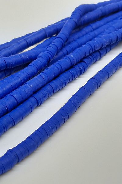 Hayalperest boncuk Patterned Saks Blue Fimo Dough Bead 6mm