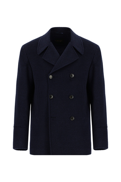 Abdullah Kiğılı Patterned Wool Cashmere Double Breasted Coat