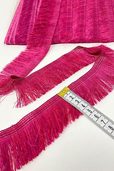 Hayalperest boncuk Fuchsia Flat Fringe Rope Tassel Ribbon